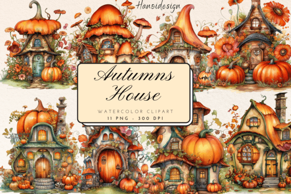 Autumns House Watercolor Cliparts: Illustrations Review