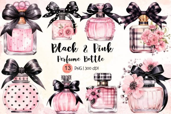 Black Pink Perfume Watercolor Clipart Review