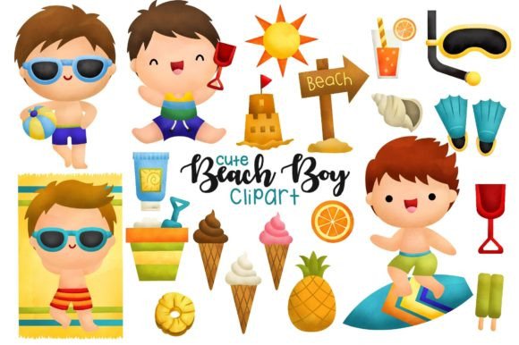 Boy on Beach Clipart Watercolor Illustrations Review
