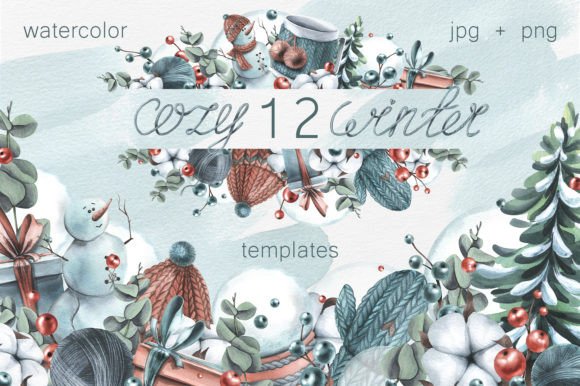 Cozy Knitted Winter Watercolor Illustrations Review