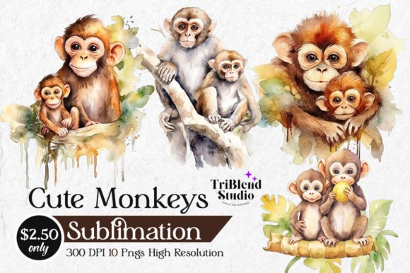 Cute Monkeys Watercolor Cliparts: An Embroidery Review