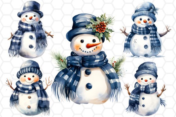 Cute Watercolor Snowman Illustrations for Web