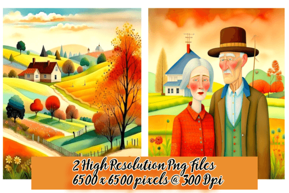 Farming Couple Watercolor Illustrations for Local Branding