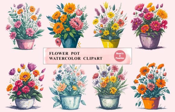 Flower Pot Watercolor Clipart Bundle: Illustrations Review