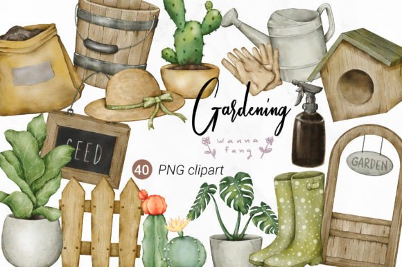 Gardening Watercolor Clipart PNG Illustrations Review