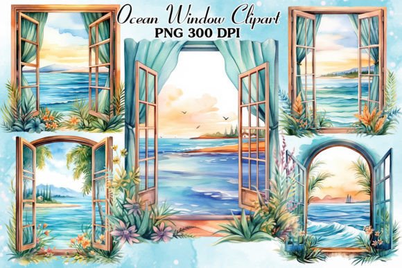 Ocean Window Watercolor Clipart Bundle: Illustrations Review