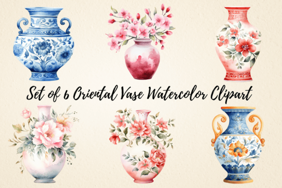 Oriental Vase Watercolor Clipart: Illustrations Review