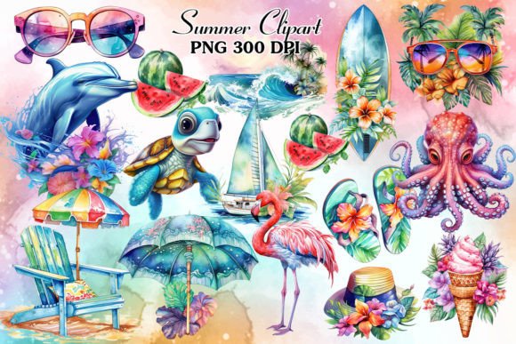 Summer Watercolor Clipart Bundle: Illustrations Review