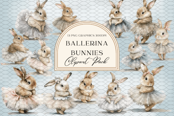 Watercolor Ballerina Bunnies in Tutus Illustrations Review
