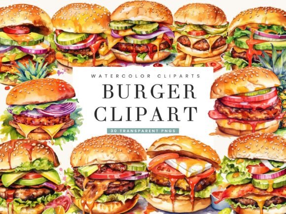 Watercolor Burger Clipart Bundle: Illustrations Review