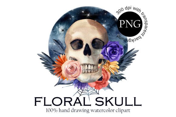 Watercolor Floral Skull Clipart Illustrations Review