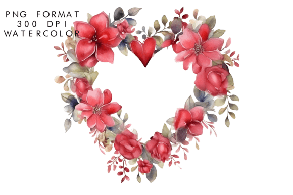 Watercolor Heart Flower Wreath Clipart Review