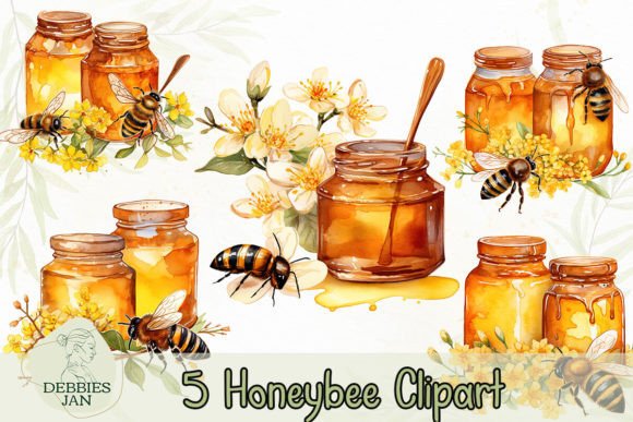 Watercolor Honeybee Clipart: Illustrations for Crafters