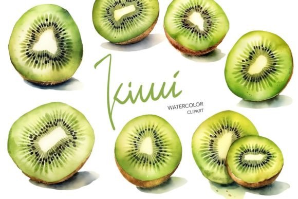 Watercolor Kiwi Clipart: Illustrations for Crafting