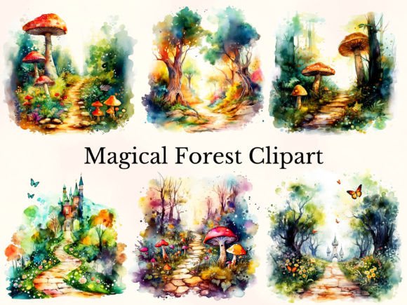 Watercolor Magical Forest Clipart Illustrations Review
