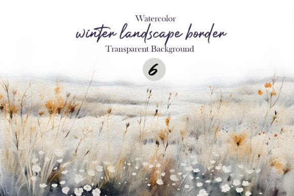 Watercolor Winter Flower Landscapes PNG Illustrations