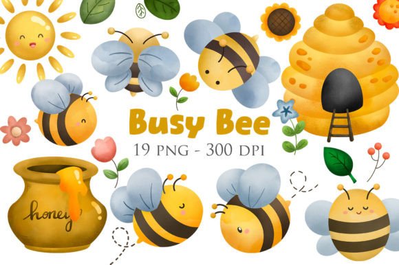 Watercolour Bee Illustrations for Local Branding