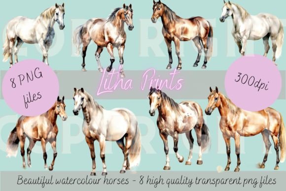 Watercolour Horses Illustrations for Handmade Crafts